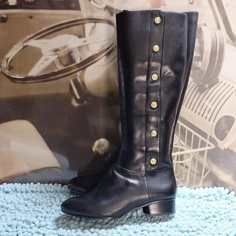 Nine West 6 1/2 M leather tall black boots
